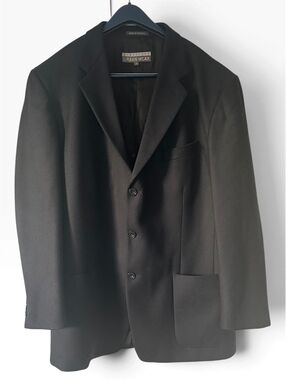 VTG Structure Urban Wear Men XL Blk Wool Blazer Sport Coat 3 Button Portugal Y2K